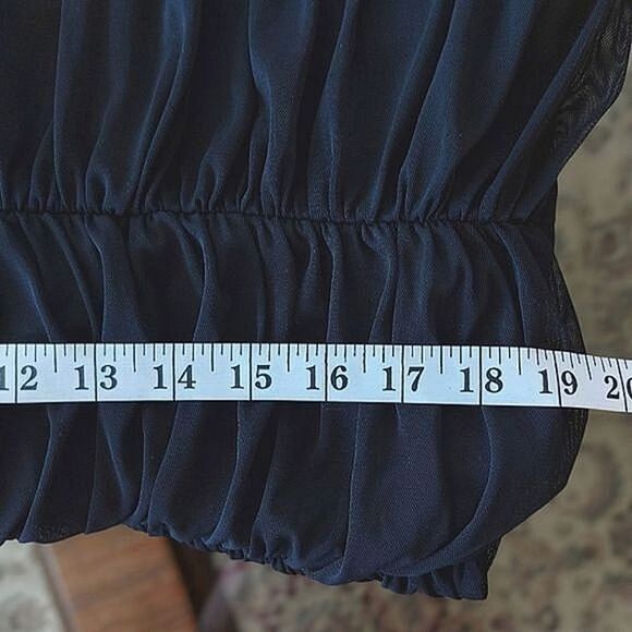 Vtg Y2K Precis Petite black ruched mesh overlay camisole - Picture 7 of 12